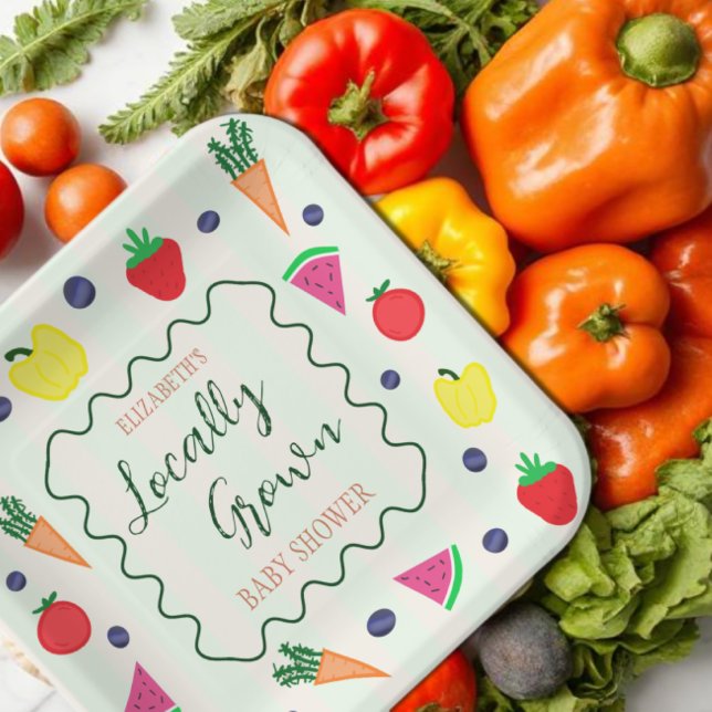 Locally Grown Farmer's Market Baby Shower Paper Plate (Creator Uploaded)