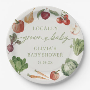 Locally grown Farmers market baby shower Paper Plate