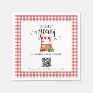 Locally Grown Farmers Market Baby Shower Photo QR Napkin