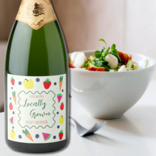 Locally Grown Farmer's Market Baby Shower Sparkling Wine Label