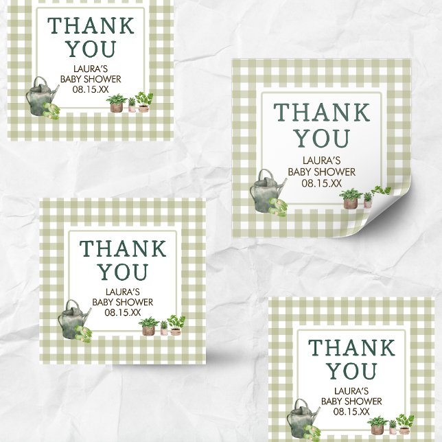 Locally Grown Farmers Market Baby Shower Square Sticker (Green Farmers Market Locally Grown Baby Shower Square Sticker)