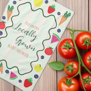 Locally Grown Farmer's Market Baby Shower Tea Towel