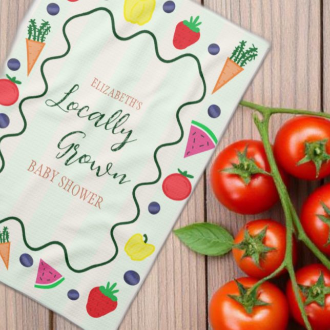 Locally Grown Farmer's Market Baby Shower Tea Towel (Creator Uploaded)