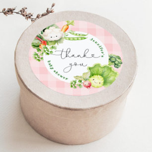 Locally grown Farmers market baby shower thank you Classic Round Sticker