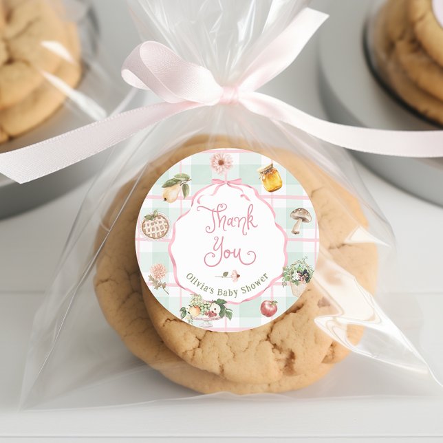 Locally Grown Farmers Market Baby Shower Thank you Classic Round Sticker (Creator Uploaded)