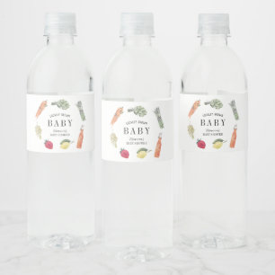 Locally Grown Farmers Market Baby Shower Water Bottle Label
