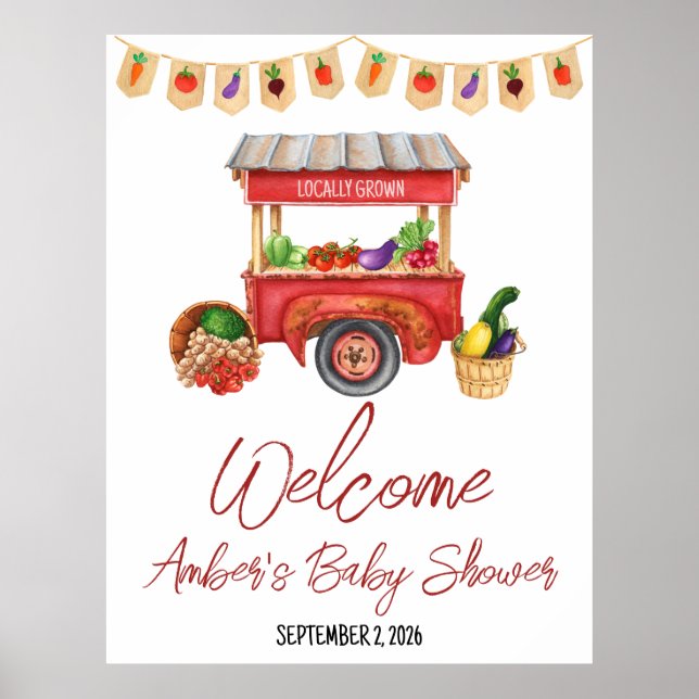Locally Grown, Farmer's Market Baby Shower Welcome Poster (Front)