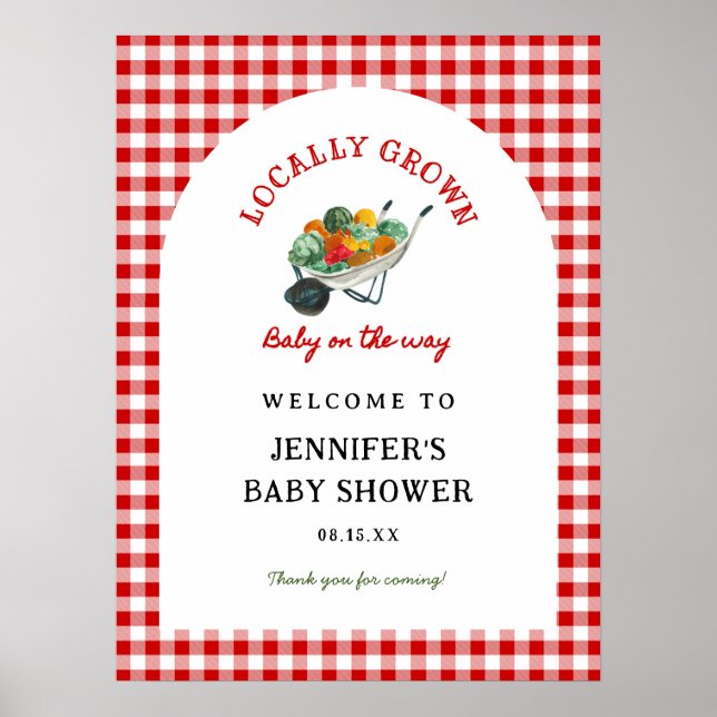 Locally Grown Farmer's Market Baby Shower Welcome Poster (Front)