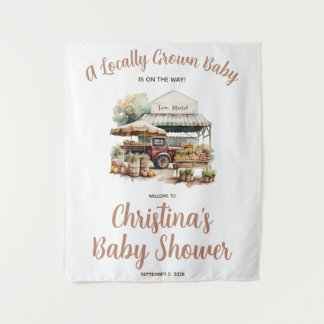 Locally Grown, Farmer's Market Baby Shower Welcome Tapestry