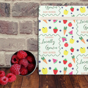 Locally Grown Farmer's Market Baby Shower Wrapping Paper