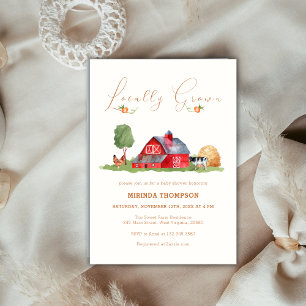 Locally Grown Farmers Market Barn Baby Shower Invitation