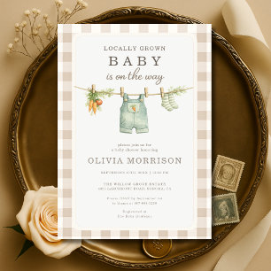 Locally Grown Farmers Market Beige Baby Shower Invitation
