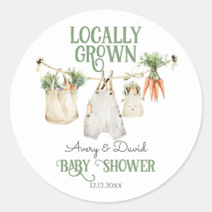 Locally Grown Farmers Market Boho Baby Shower Classic Round Sticker