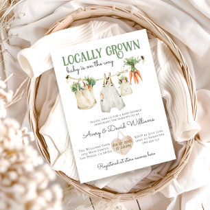 Locally Grown Farmers Market Boho Baby Shower Invitation
