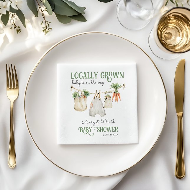 Locally Grown Farmers Market Boho Baby Shower Napkin (Creator Uploaded)