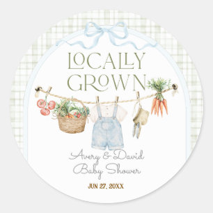 Locally Grown Farmers Market Boy Baby Shower Classic Round Sticker