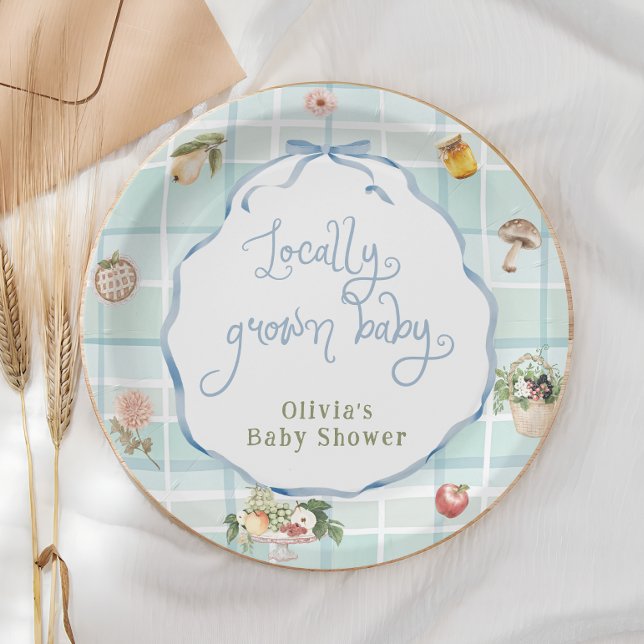 Locally Grown Farmer's Market Boy Baby Shower Paper Plate (Creator Uploaded)