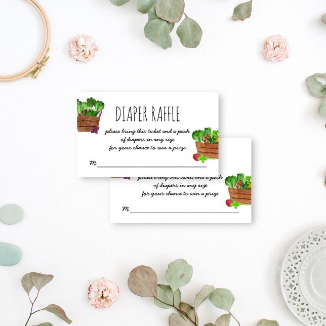 Locally grown farmers market diaper raffle enclosure card (Locally grown farmers market fresh produce baby shower diaper raffle enclosure card raffle ticket)