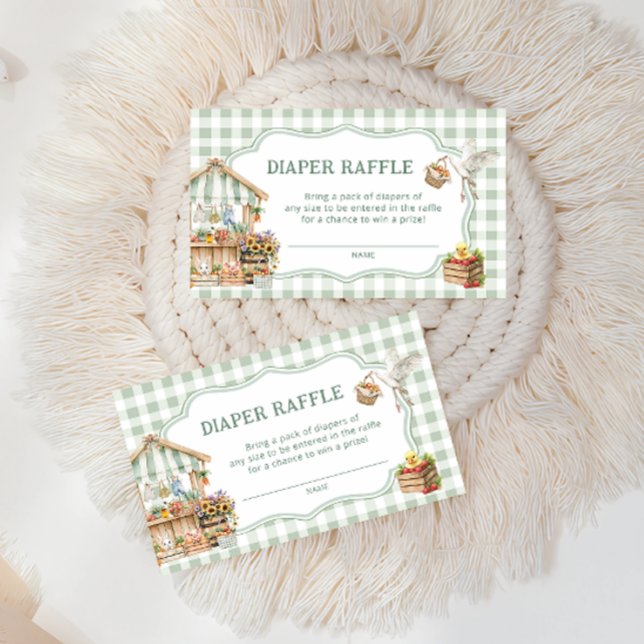 Locally Grown Farmers Market Diaper Raffle Tickets Enclosure Card (Creator Uploaded)