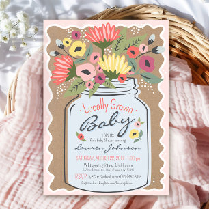 Locally Grown Farmers Market Floral Baby Shower Invitation
