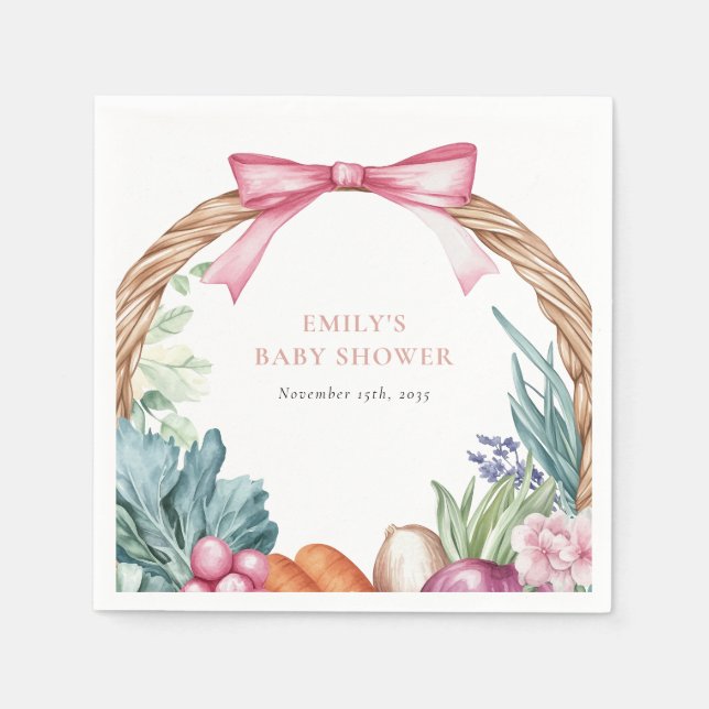 Locally Grown Farmers Market Girl Baby Shower Napkin (Front)