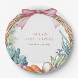 Locally Grown Farmers Market Girl Baby Shower Paper Plate
