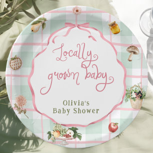 Locally Grown Farmer's Market Girl Baby Shower Paper Plate