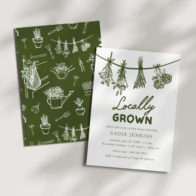 Locally Grown Farmers Market Green Baby Shower Invitation (Creator Uploaded)