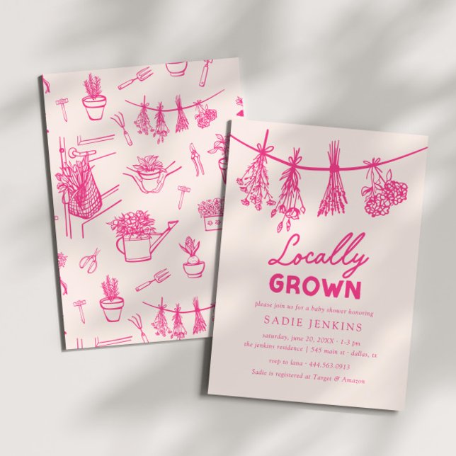 Locally Grown Farmers Market Pink Baby Shower Invitation (Creator Uploaded)