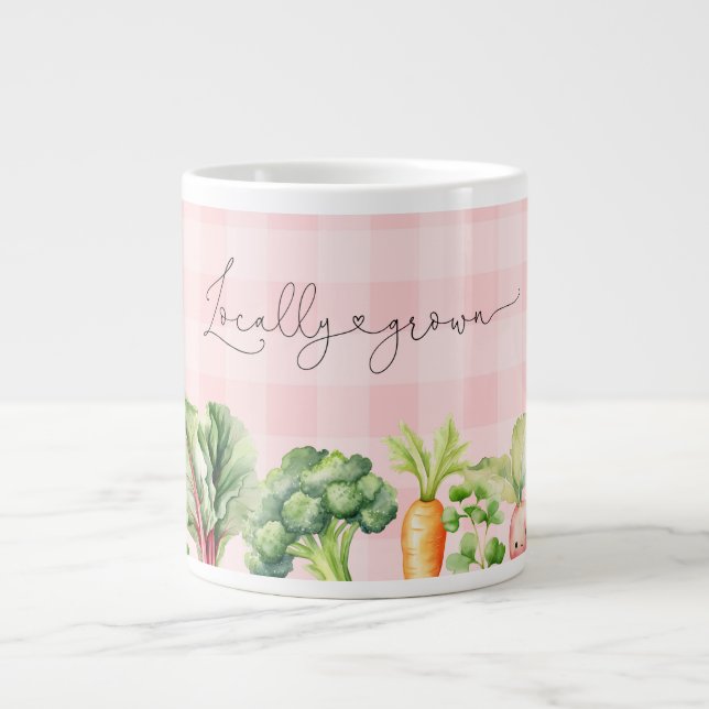 Locally grown Farmers market pink baby shower Large Coffee Mug (Front)