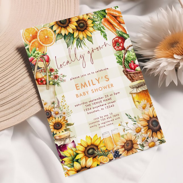 Locally Grown Farmers Market Produce Baby Shower  Invitation (Creator Uploaded)
