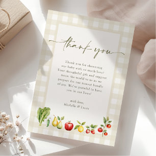 Locally Grown Farmers Market Themed Baby Shower  Thank You Card