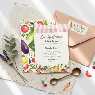 Locally Grown Farmers Market Veggie Baby Invitation