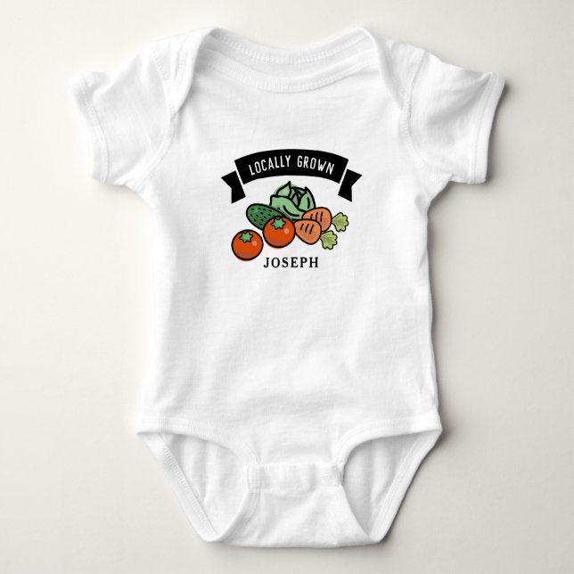 Locally Grown Farmers Market Veggies Baby Bodysuit (Front)