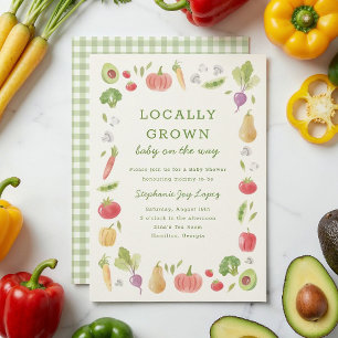 Locally Grown Farmer's Market Veggies Baby Shower Invitation
