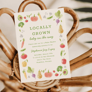 Locally Grown Farmer's Market Veggies Baby Shower Invitation