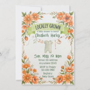 Locally Grown Flower Packet Baby Shower Invitation