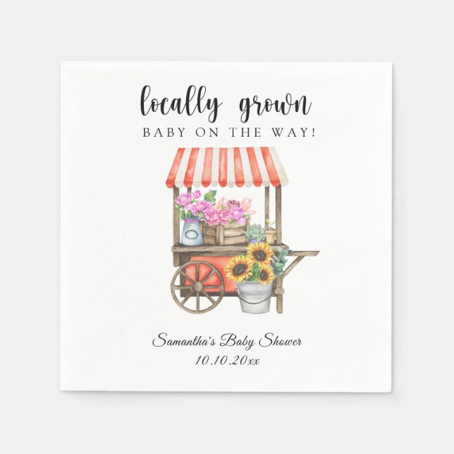 Locally Grown Flowers Farmers Market Baby Shower Napkin (Front)