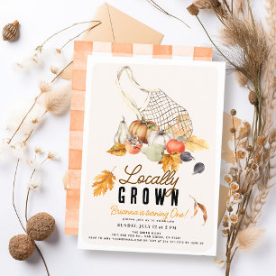 Locally Grown French Market Bag Fall 1st Birthday Invitation