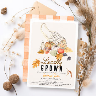 Locally Grown French Market Bag Fall Baby Shower Invitation