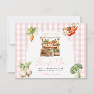 Locally Grown Fresh Market Baby Shower Gingham Thank You Card