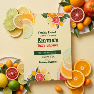 Locally Grown Freshly Picked Citrus Baby Shower Invitation
