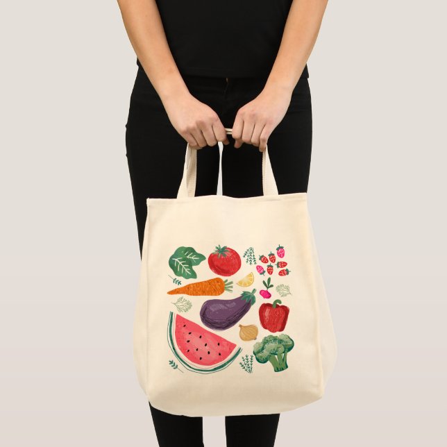 Locally Grown Fruits and Vegetables Grocery Bag (Front (Product))