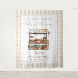 Locally Grown Gender Neutral Baby Shower Backdrop Tapestry