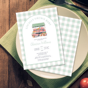 Locally Grown Gender-Neutral Baby Shower Invitation