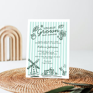 Locally Grown Gender Neutral Baby Shower Invitation