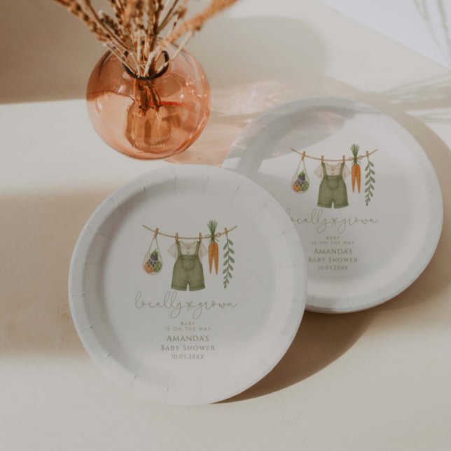 Locally Grown Gender Neutral  Baby Shower Paper Plate (Creator Uploaded)