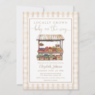 Locally Grown Gender Neutral QR Code Baby Shower Invitation