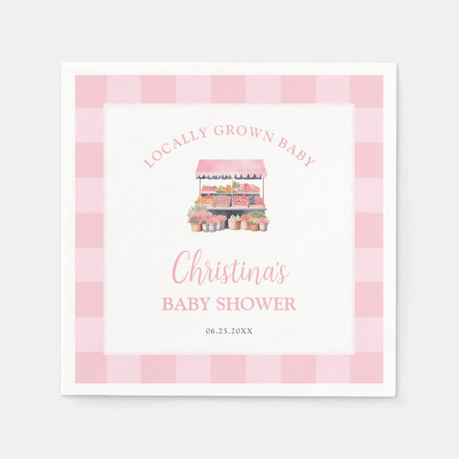 Locally Grown Girl Baby Shower Napkin (Front)