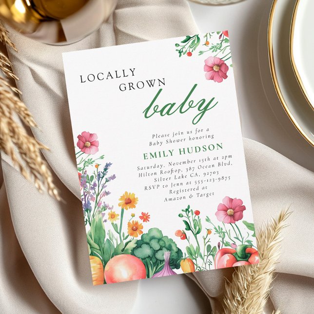 Locally Grown Girl Farmers Market Baby Shower Invitation (Creator Uploaded)